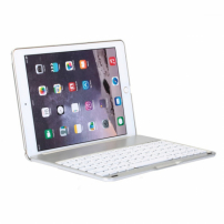 WITSPAD алуминиев кейс с цветно осветена Bluetooth клавиатура за iPad 9,7" (2017/2018) / Pro 9,7" / Air 1 / 2 - сребърен