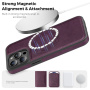 Предпазен калъф от PU кожа с MagSafe за iPhone 15 Pro Max - тъмнолилав