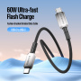 DUX DUCIS WLCM Series оплетен кабел за зареждане и данни - USB-C към USB-C - 1 m - черен