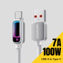 ESSAGER оплетен кабел за зареждане и данни с подсветка - USB-A към USB-C - 1 m - светлосив