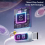 ESSAGER оплетен кабел за зареждане и данни с подсветка - USB-A към USB-C - 1 m - светлосив