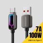 ESSAGER оплетен кабел за зареждане и данни с подсветка - USB-A към USB-C - 2 m - черен