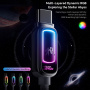 ESSAGER оплетен кабел за зареждане и данни с подсветка - USB-C към USB-C - 1 m - син