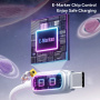 ESSAGER оплетен кабел за зареждане и данни с подсветка - USB-C към USB-C - 1 m - син