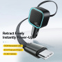 ESSAGER F779 комплект зарядно за кола с USB-C / USB-A портове и прибиращ се Кабел USB-C - 45W - 75 cm - черна