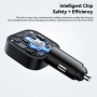 ESSAGER F779 комплект зарядно за кола с USB-C / USB-A портове и прибиращ се Кабел USB-C - 45W - 75 cm - черна