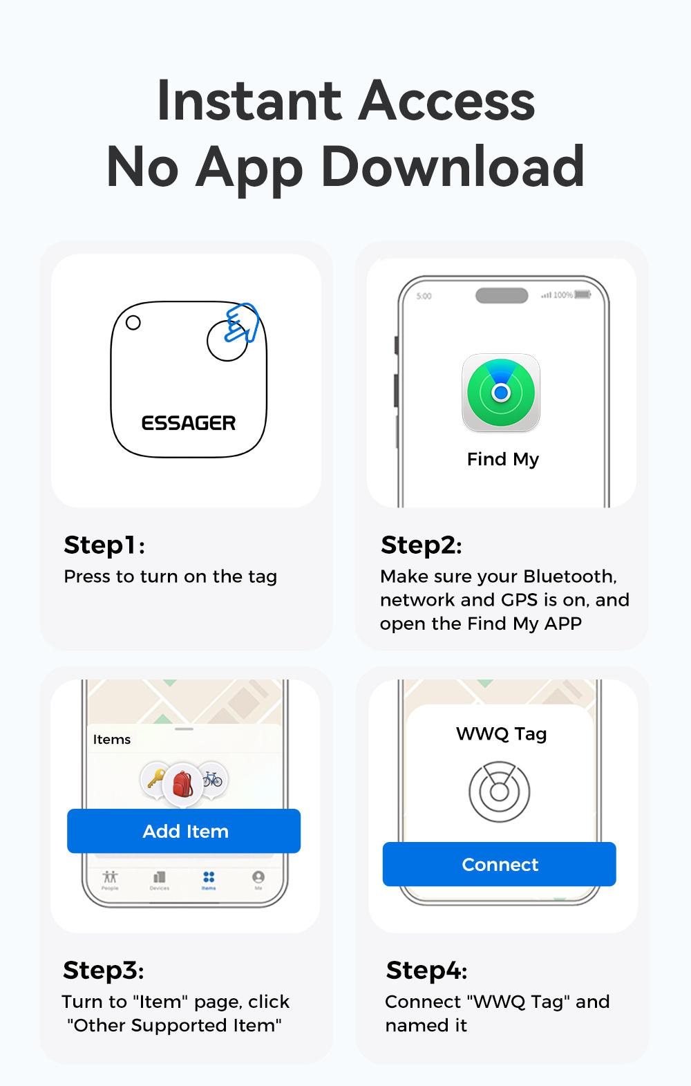 ESSAGER WWQ смарт локатор с поддръжка на Find My - бял ESSAGER WWQ смарт локатор с поддръжка на Find My - бял