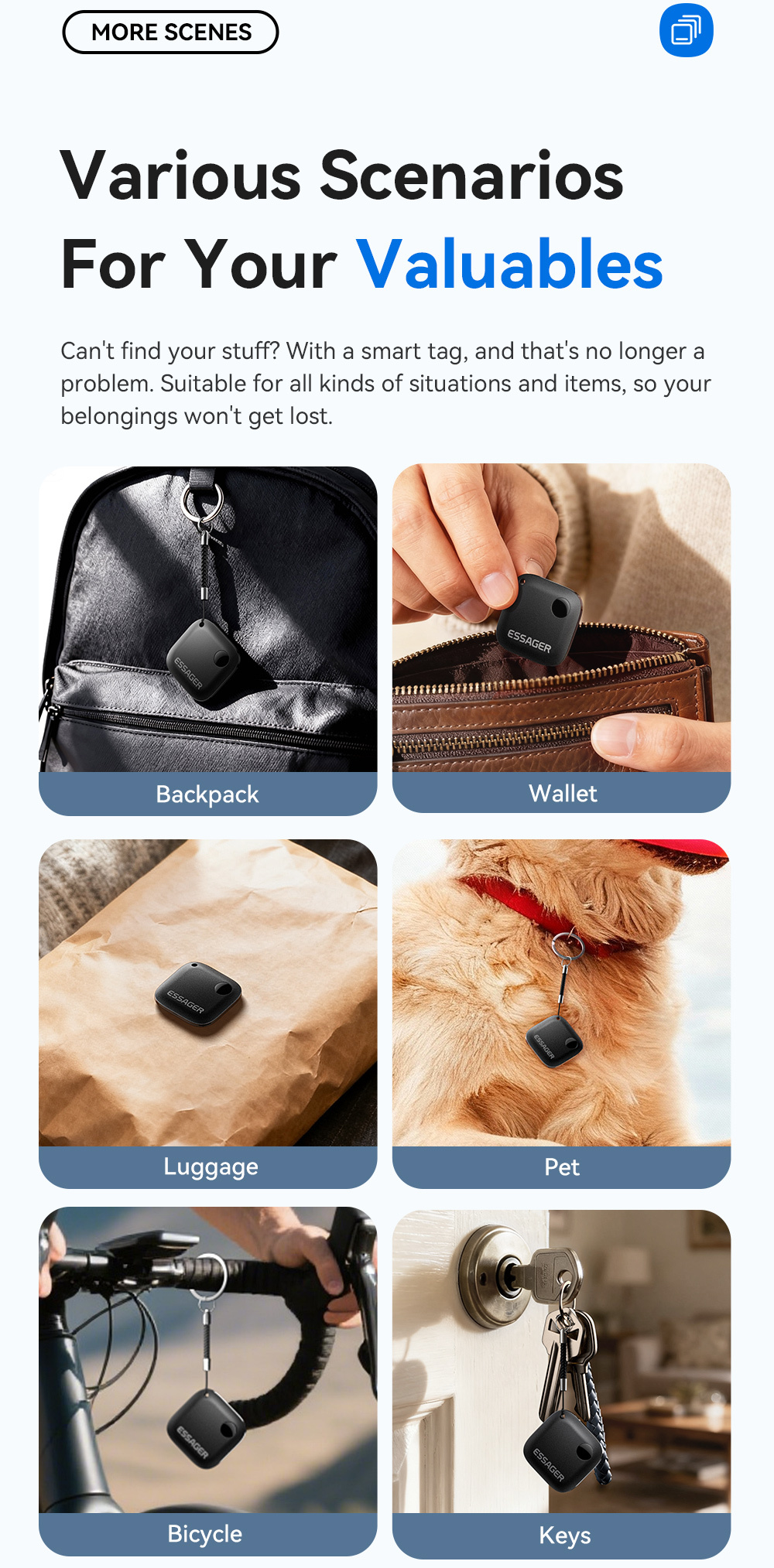 ESSAGER WWQ smart локатор с поддръжка на Find My - зелен