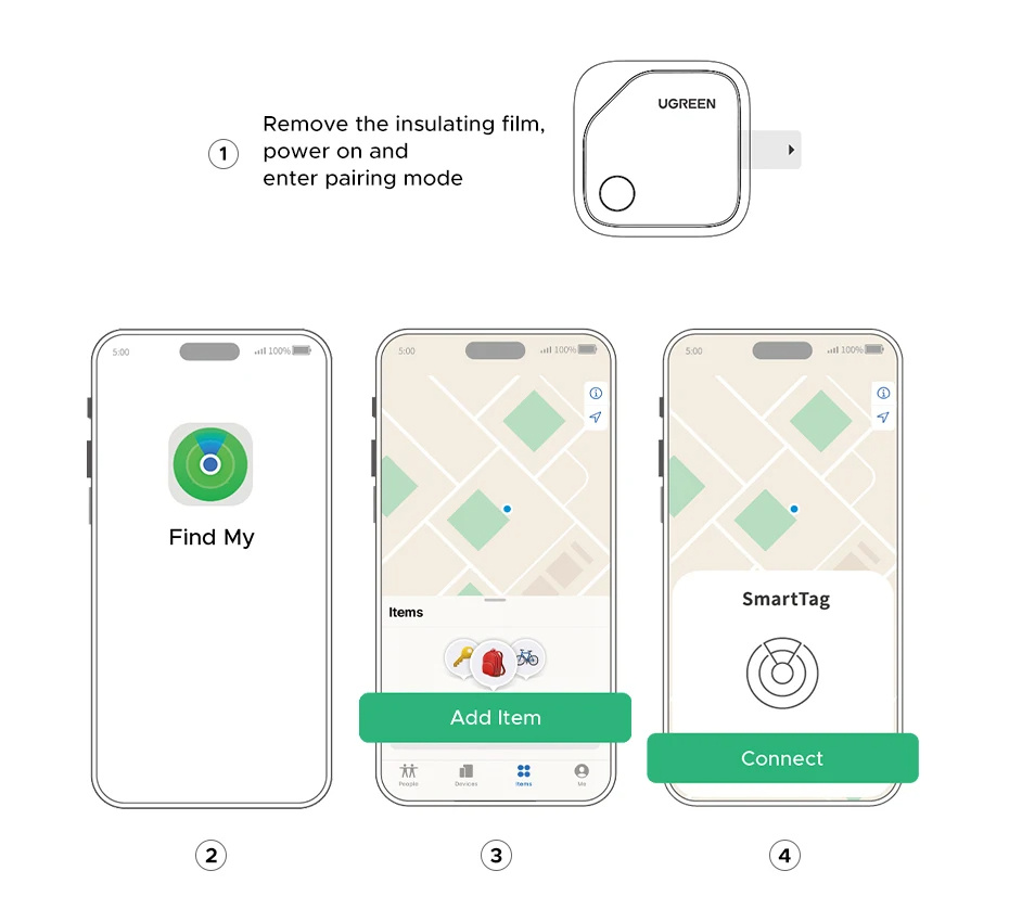 UGREEN CM816 смарт локатор с поддръжка на Find My - розов UGREEN CM816 смарт локатор с поддръжка на Find My - розов