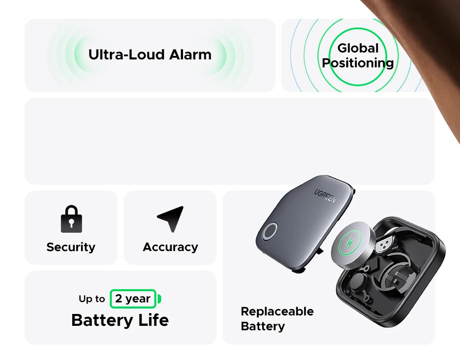 UGREEN CM816 smart локатор с поддръжка на Find My - пепел от рози