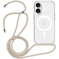 Прозрачен калъф с връзка и MagSafe за iPhone 17 - бежов