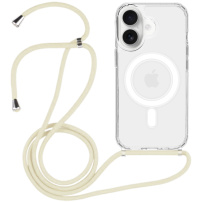 Прозрачен калъф с връзка и MagSafe за iPhone 17 - кремов