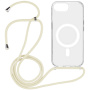 Прозрачен калъф с връзка и MagSafe за iPhone 16e / 17e - кремов