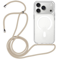 Прозрачен калъф с връзка и MagSafe за iPhone 17 Pro Max - бежов
