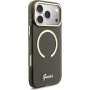 Guess IML Glitter Script Strap калъф с MagSafe и каишка за iPhone 17 Pro Max - сив