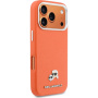 Karl Lagerfeld Karl and Choupette Heads Pins калъф от PU кожа с MagSafe за iPhone 17 Pro - оранжев
