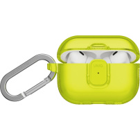UNIQ Glase Pro Lock прозрачен калъф със закопчалка и карабинер за AirPods Pro 3 - лайм