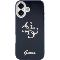Guess IML 4G Script Metal Logo калъф за iPhone 17 - тъмносин