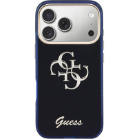 Guess IML 4G Script Metal Logo кейс за iPhone 17 Pro - тъмносин