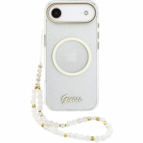 Guess IML Glitter Script Strap кейс с MagSafe и каишка за iPhone Air - прозрачен