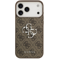 Guess 4G Silver Metal Logo калъф за iPhone 17 Pro Max - кафяв