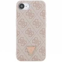 Guess 4G Strass Triangle Metal Logo кейс за iPhone 16e / 17e - розов
