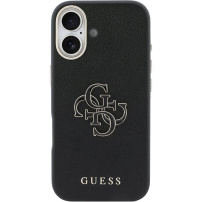 Guess Resin Logo калъф за iPhone 17 - черен