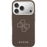 Guess Resin Logo кейс за iPhone 17 Pro - кафяв