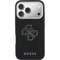 Guess Resin Logo калъф за iPhone 17 Pro Max - черен