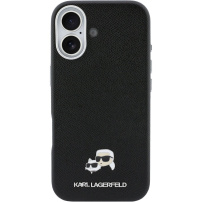 Karl Lagerfeld Karl and Choupette Heads Pins калъф от PU кожа с MagSafe за iPhone 17 - черен
