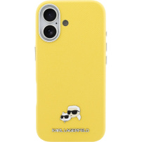 Karl Lagerfeld Karl and Choupette Heads Pins калъф от PU кожа с MagSafe за iPhone 17 - жълт