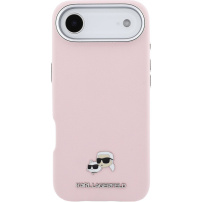 Karl Lagerfeld Karl and Choupette Heads Pins калъф от PU кожа с MagSafe за iPhone Air - розов