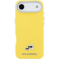 Karl Lagerfeld Karl and Choupette Heads Pins калъф от PU кожа с MagSafe за iPhone Air - жълт