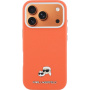Karl Lagerfeld Karl and Choupette Heads Pins калъф от PU кожа с MagSafe за iPhone 17 Pro - оранжев