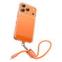 USAMS SJ784 2в1 силиконов Кабел за зареждане и данни и каишка - USB-C към USB-C - 30 cm - оранжев