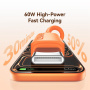 USAMS SJ787 силиконов кабел за зареждане и данни - USB-C към USB-C - 1 m - оранжев