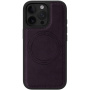 Предпазен калъф от PU кожа с MagSafe за iPhone 15 Pro Max - тъмнолилав