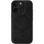 Предпазен калъф от PU кожа с MagSafe за iPhone 15 Pro Max - черен