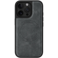 Защитен калъф от PU кожа с MagSafe за iPhone 16 Pro - сив