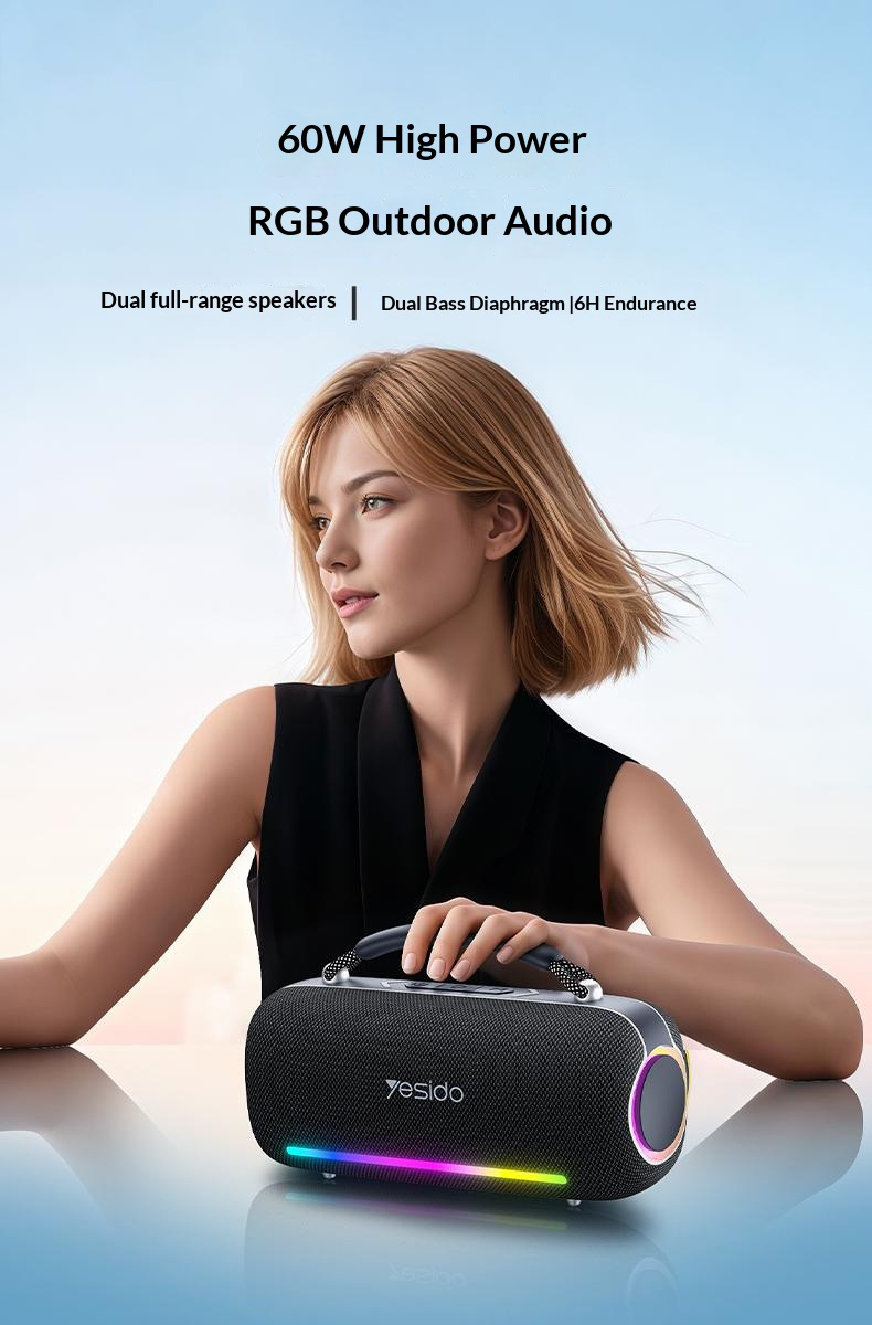 Yesido YSW43 безжичен Bluetooth високоговорител с подсветка - черен