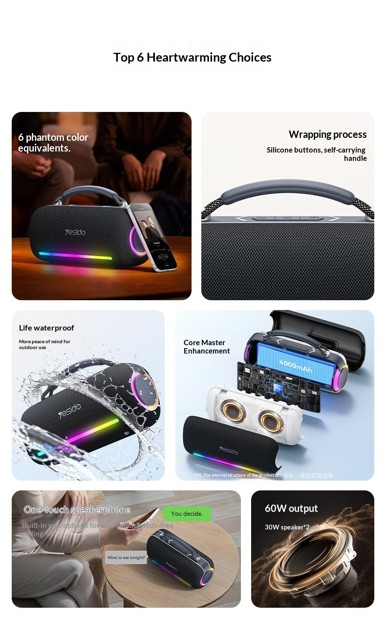 Yesido YSW43 безжичен Bluetooth високоговорител с подсветка - черен Yesido YSW43 безжичен Bluetooth високоговорител с подсветка - черен