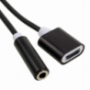 2в1 Lightning адаптер за 3.5мм жак + порт за зареждане за Apple iPhone / iPad - черна