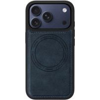 Предпазен калъф от PU кожа с MagSafe за iPhone 17 Pro Max - тъмносин