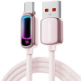 ESSAGER оплетен кабел за зареждане и данни с подсветка - USB-A към USB-C - 1 m - розов