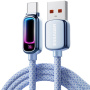 ESSAGER оплетен кабел за зареждане и данни с подсветка - USB-A към USB-C - 1 m - син