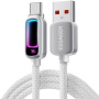ESSAGER оплетен кабел за зареждане и данни с подсветка - USB-A към USB-C - 2 m - светлосив