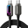 ESSAGER оплетен кабел за зареждане и данни с подсветка - USB-C към USB-C - 1 m - черен