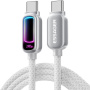 ESSAGER оплетен кабел за зареждане и данни с подсветка - USB-C към USB-C - 1 m - светлосив