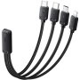 ESSAGER 4в1 зареждаща и за данни редукция - USB-C към 2x USB-C / Lightning / micro USB - черна