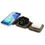 Guess 4G 3в1 сгъваемо безжични MagSafe зарядно за iPhone / Apple Watch / AirPods - 15W - кафяво